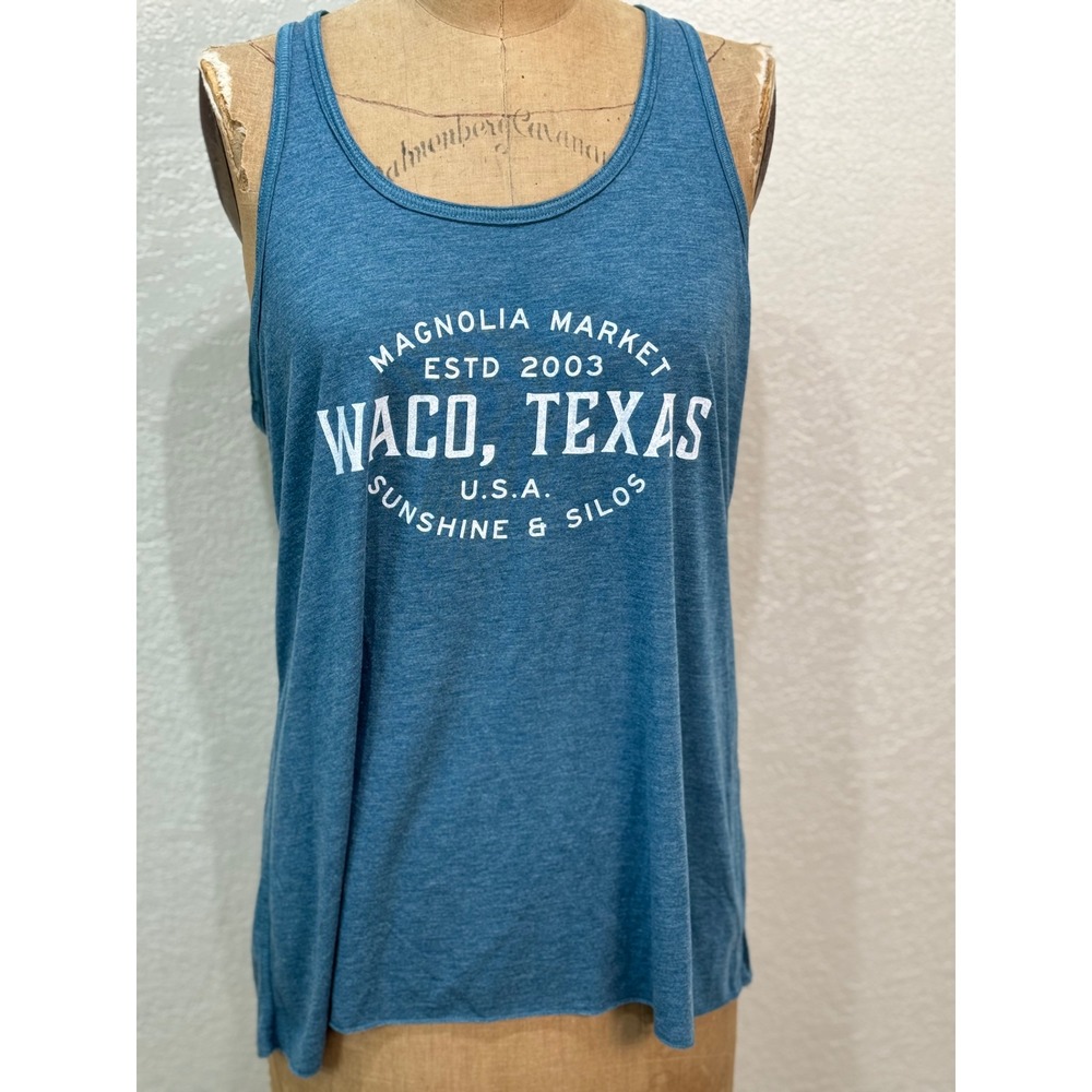 Magnolia Market Waco Texas Silos Tank‎ Top Womens 2XL Blue Bella Canvas Flowy